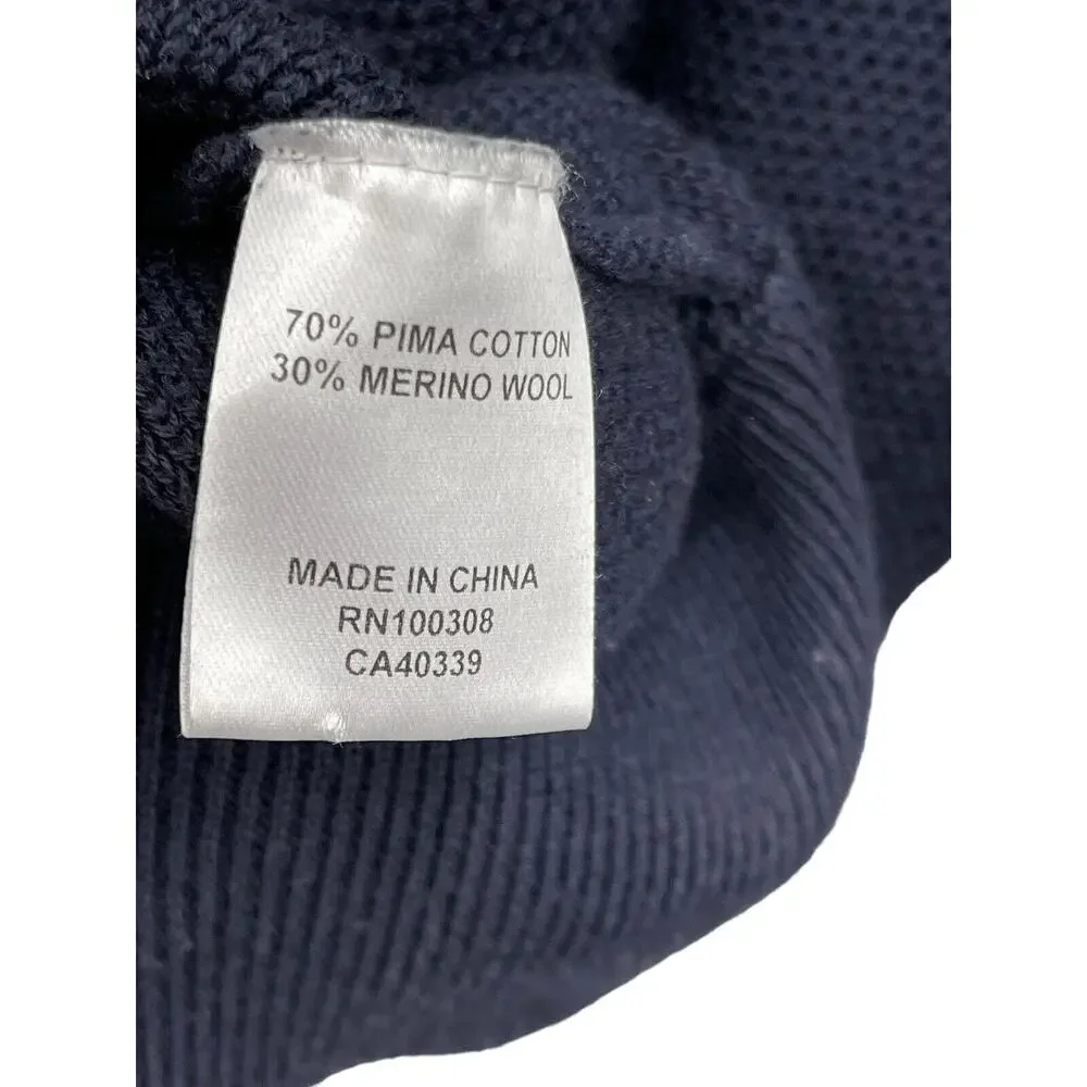 Peter Millar Henley Sweater Pima Cotton Merino Wool Blue Men’s Size Large